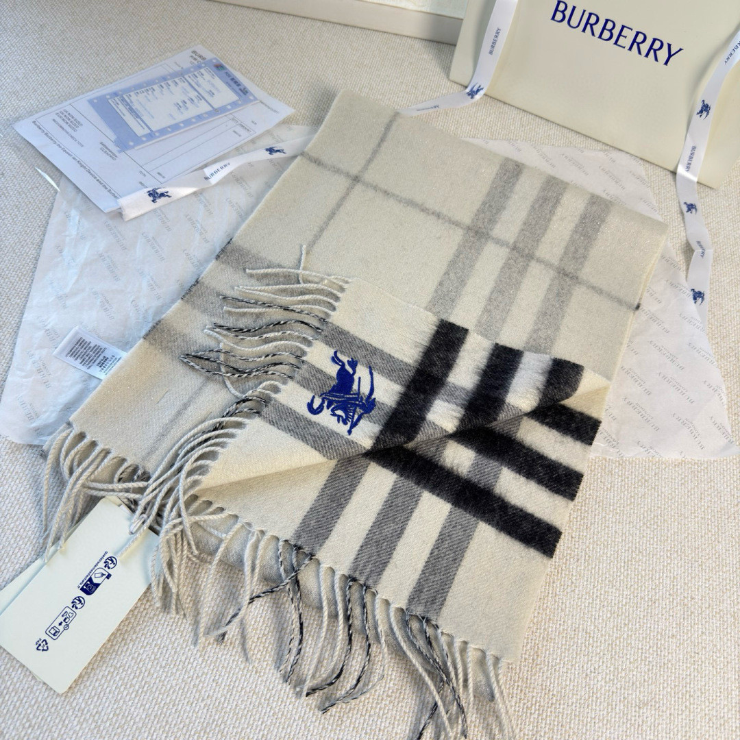 B**rry check cashmere scarf 30x168cm