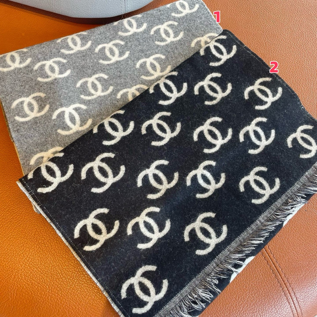 Ch*el scarf 35x180cm 95% wool 5% cashmere