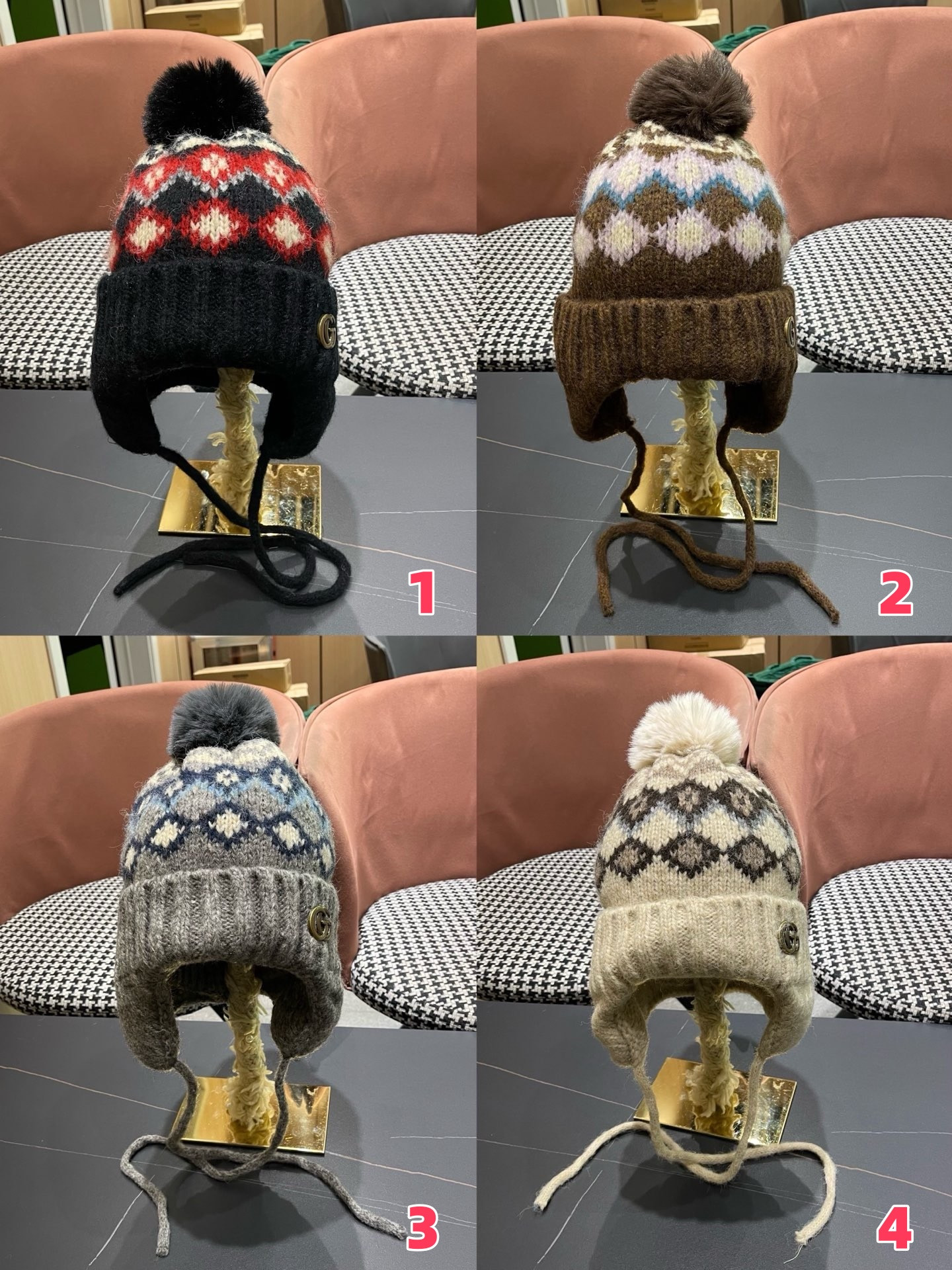 G*u*i knit trapper hat