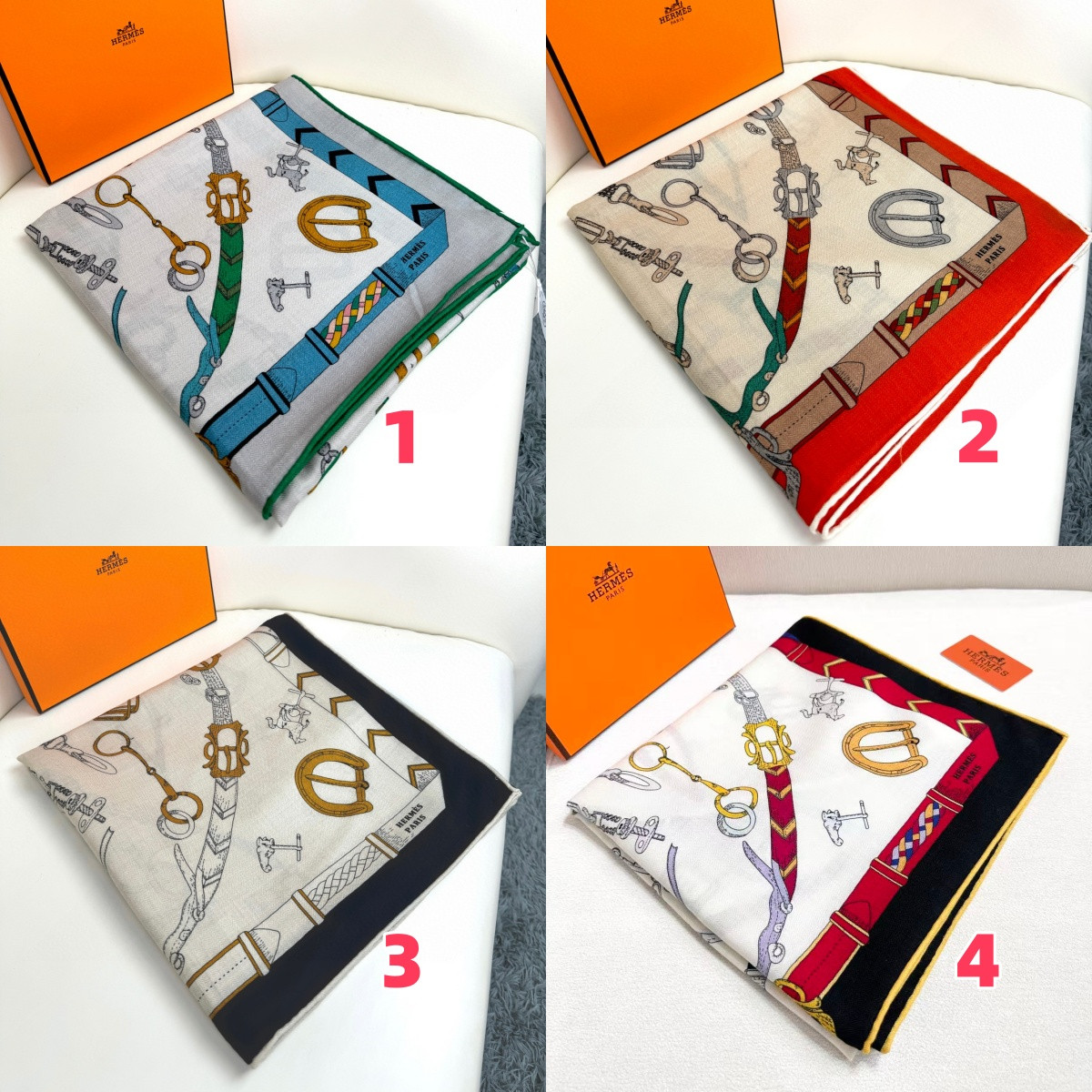 H**mes scarf 135x135cm 70% cashmere 30% silk